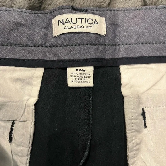Nautica mens flat front navy shorts size 34w - Picture 6 of 9
